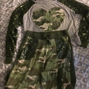 Justice camo sweat outfit